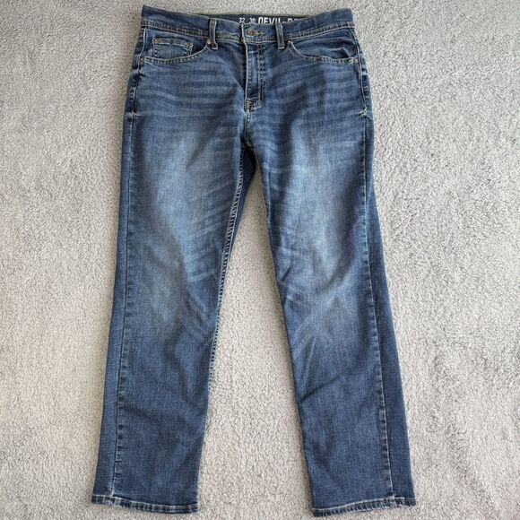 Devil Dog Jeans Mens 32x28 Blue Straight Leg Stretch Denim - Picture 1 of 12